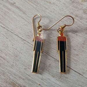 Vintage 80's Laurel Burch Artistic Earrings with Black and Pink Homme Man Signed